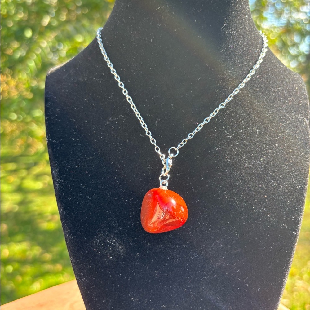 Red Heart Pendant Necklace stone
